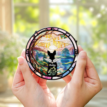 Netecom Personalized Cat Portrait Glass Suncatcher with Crystal – Custom Cat Memorial, Pet Loss Remembrance Gift, In Loving Memory