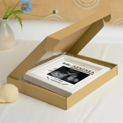 Netecom Personalized Baby Ultrasound Frame, Pregnancy Announcement Gift, Custom Sonogram Photo Frame with Baby Name & Due Date, Baby Arrival Keepsake, Nursery Decor