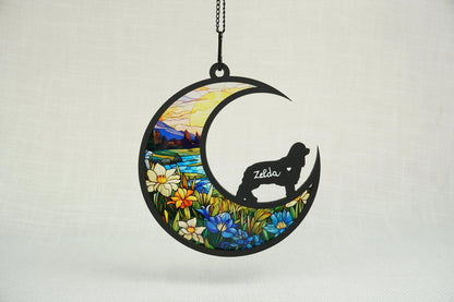 Netecom Cocker Spaniel Memorial Suncatcher – Pet Loss Sympathy Gift, Dog Passing Remembrance Ornament, Acrylic Stained Glass Wall and Car Hanging