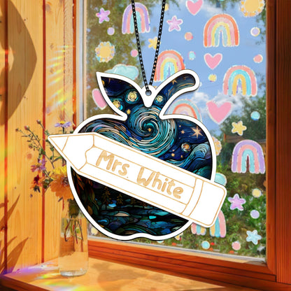 Netecom Personalized Teacher Suncatcher Gift, Custom Apple Ornament, Teacher Appreciation Gift, Back to School Decor, Classroom Keepsake