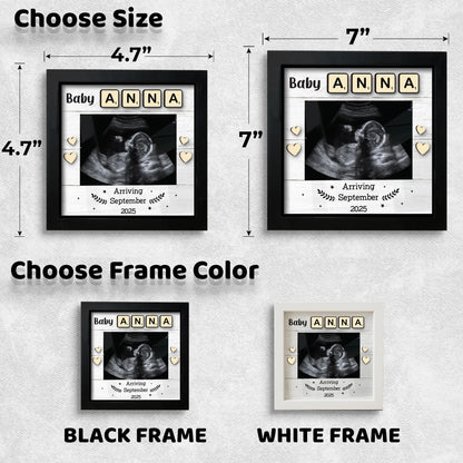 Netecom Personalized Baby Ultrasound Frame, Pregnancy Announcement Gift, Custom Sonogram Photo Frame with Baby Name & Due Date, Baby Arrival Keepsake, Nursery Decor