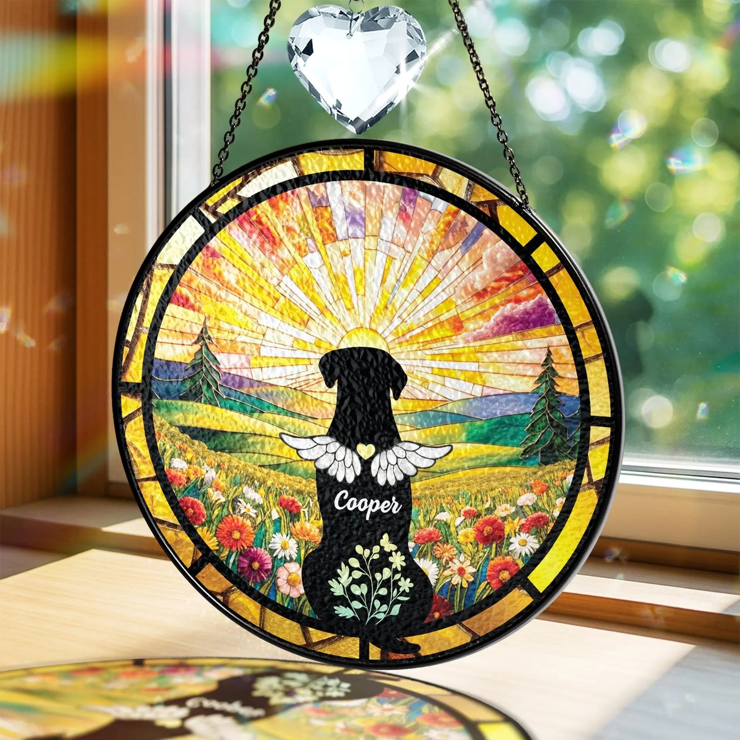 Netecom Personalized Cat Portrait Glass Suncatcher with Crystal – Custom Cat Memorial, Pet Loss Remembrance Gift, In Loving Memory