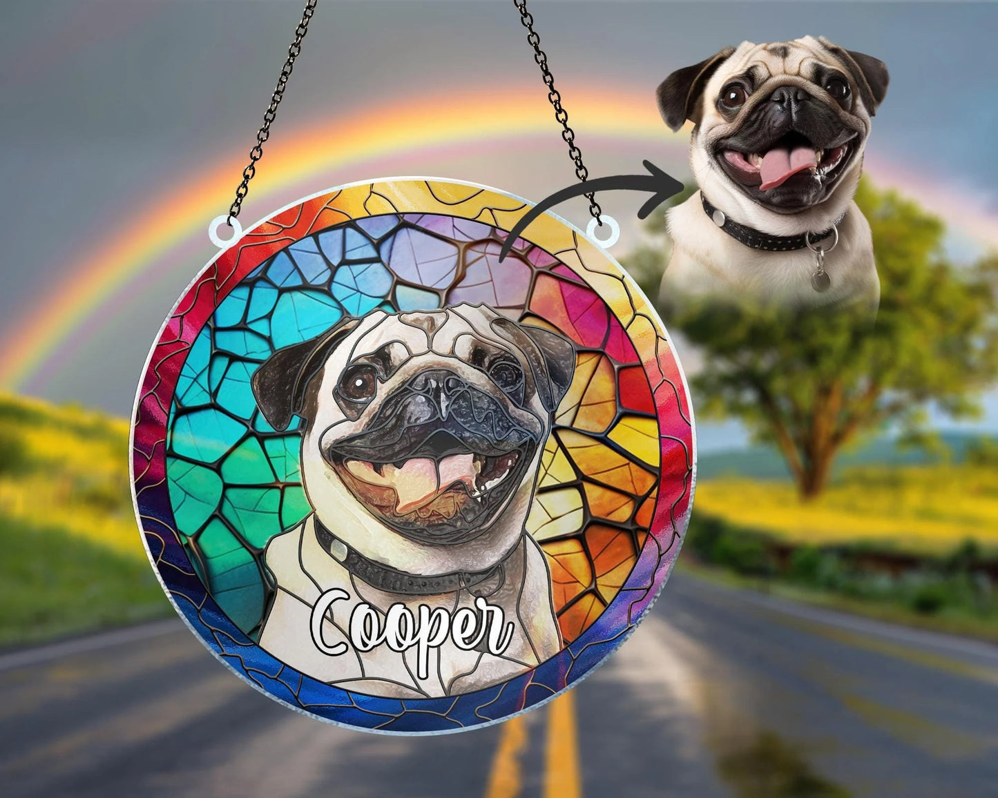 Netecom Personalized Dog Memorial Suncatcher – Acrylic Pet Loss Lightcatcher, Custom Pet Remembrance Ornament, Sympathy Gift for Dog Cat Horse Lovers