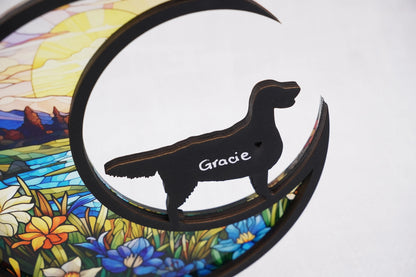 Netecom Personalized English Setter Memorial Suncatcher – Pet Loss Remembrance Ornament, Dog on Moon Light Catcher, Sympathy Gift for Dog Lovers, Car & Window Decor