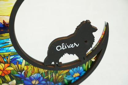 Netecom Personalized Shetland Sheepdog Memorial Suncatcher – Sympathy Gift for Dog Loss, Pet Remembrance Ornament, Sheltie Lover Car Hanging and Wall Decor