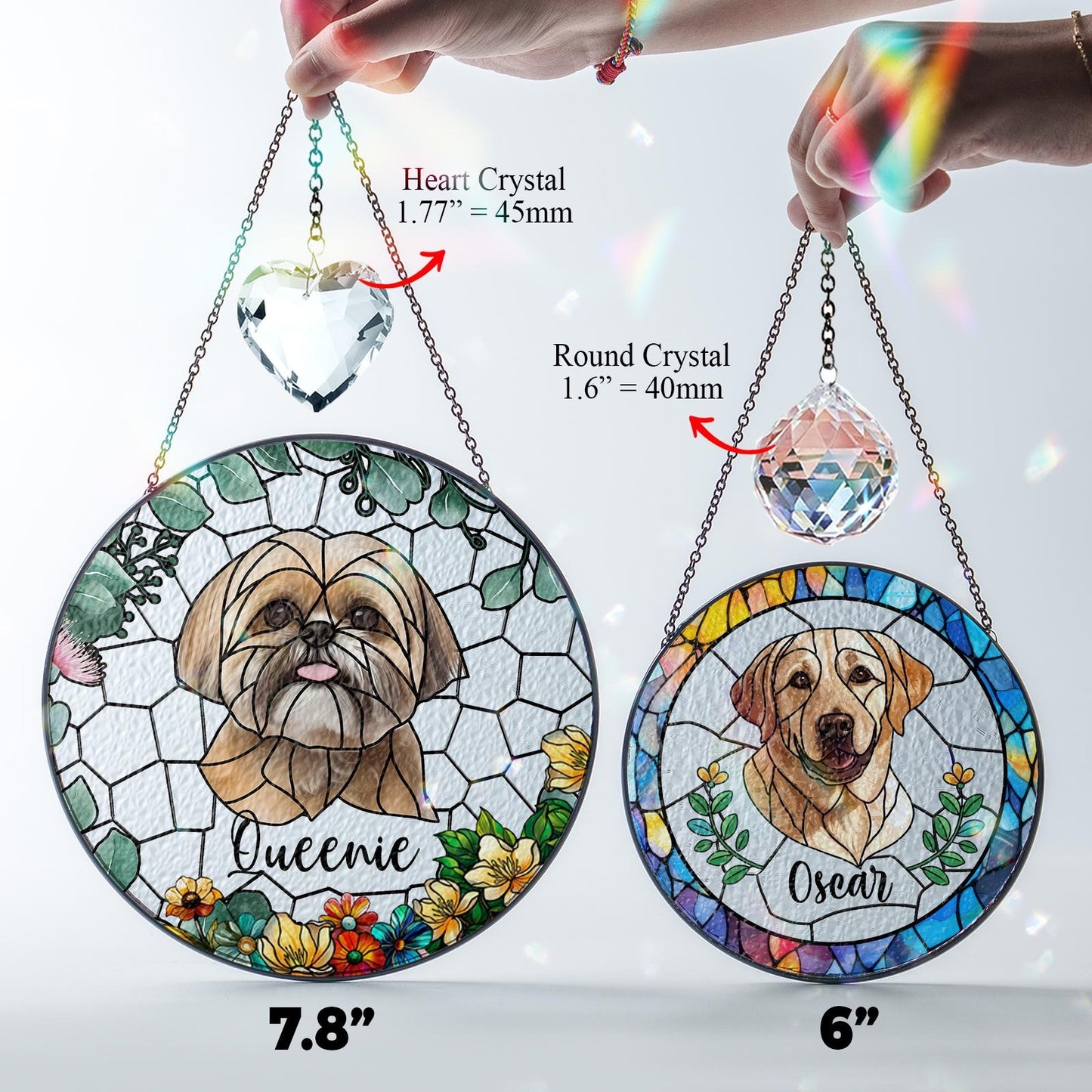 Netecom Beagle Dog Memorial Crystal Suncatcher – Personalized Pet Portrait Stained Glass, Dog Memorial Gifts, Pet Loss Sympathy, Rainbow Bridge Remembrance