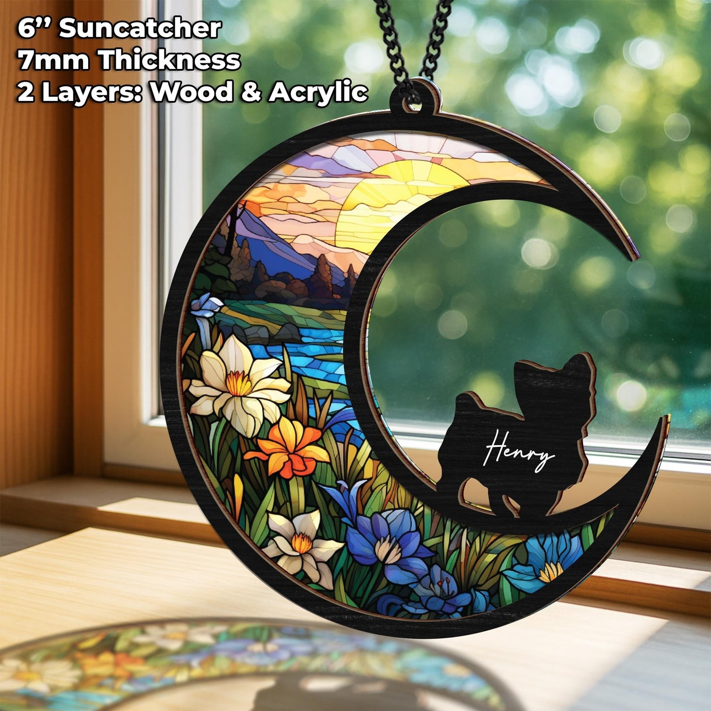 Netecom Dog Loss Memorial Suncatcher – Personalized Pet Memorial Gift, Custom Dog Name Remembrance Ornament, Sympathy Window Hanging