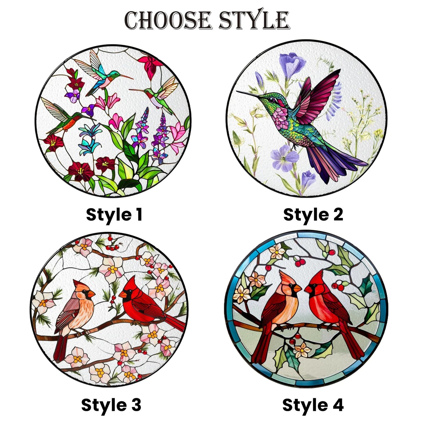 Netecom Stained Glass Hummingbird Suncatcher – Hummingbird and Wildflower Window Hanging, Gift for Hummingbird Lovers, Home Decor, Gift for Women