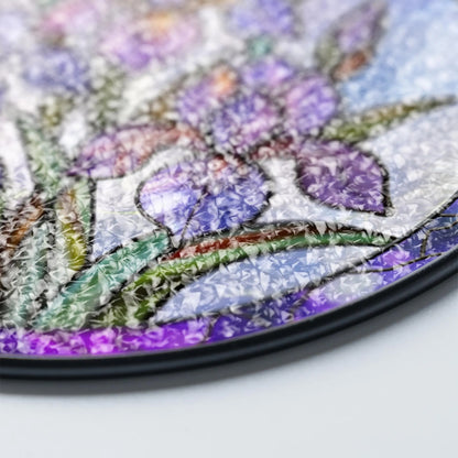 Netecom Iris Stained Glass Suncatcher – Purple Iris Window Hanging, February Birth Flower Gift for Flower Lovers and Home Decor