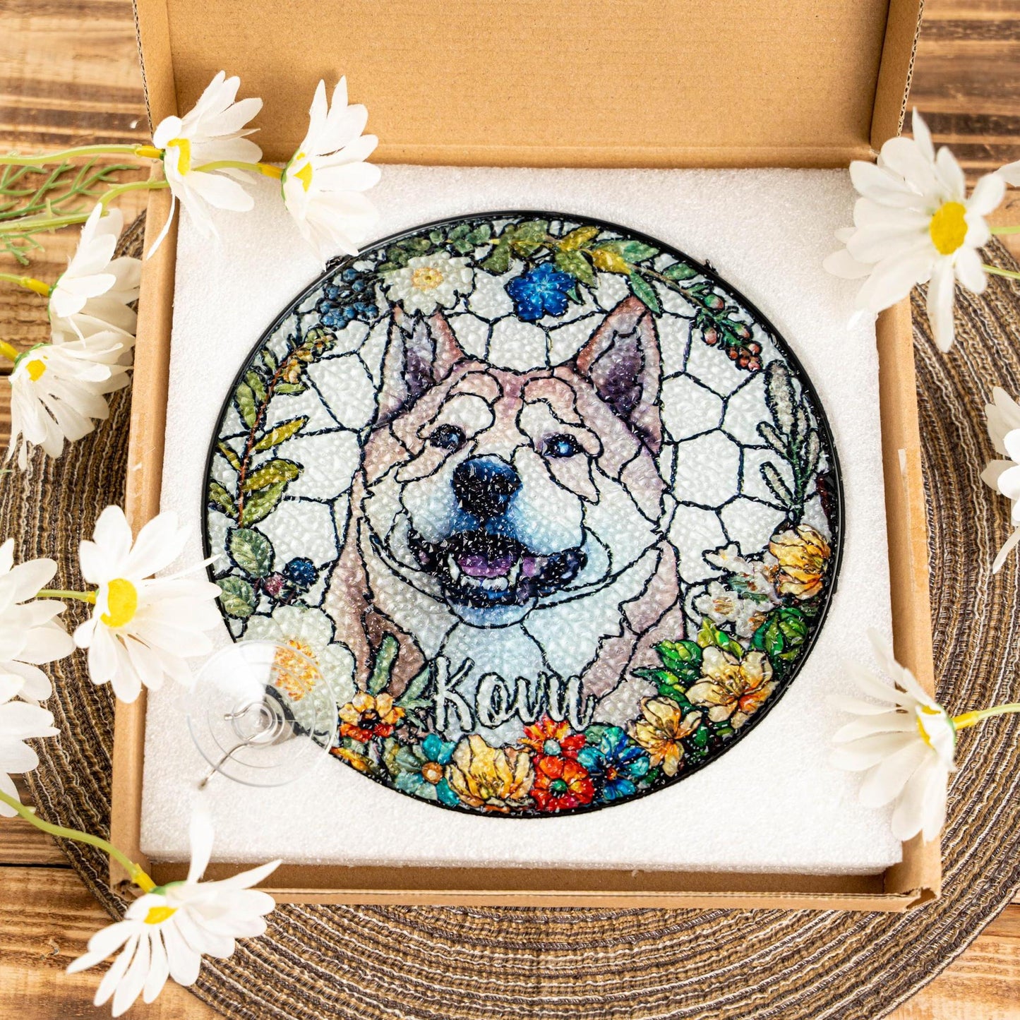 Netecom Beagle Dog Memorial Crystal Suncatcher – Personalized Pet Portrait Stained Glass, Dog Memorial Gifts, Pet Loss Sympathy, Rainbow Bridge Remembrance