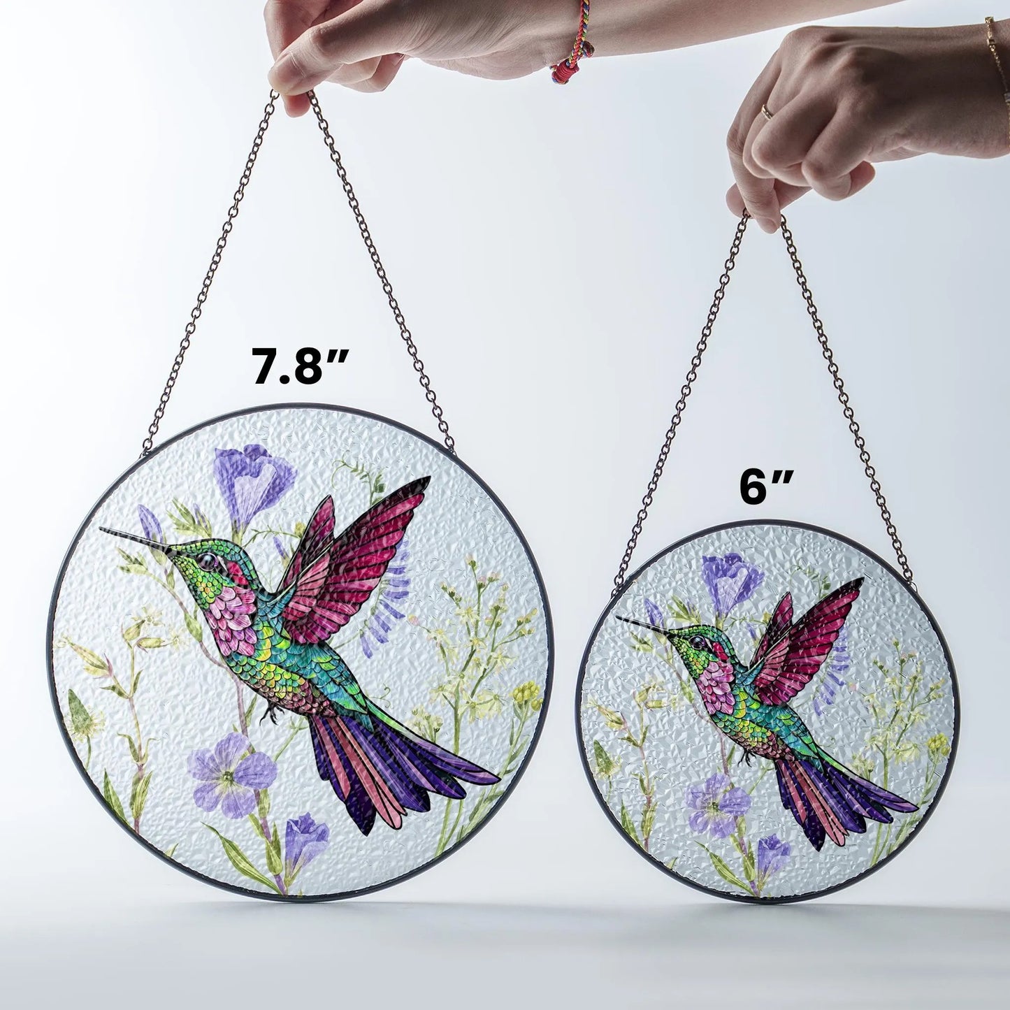 Netecom Stained Glass Hummingbird Suncatcher – Hummingbird and Wildflower Window Hanging, Gift for Hummingbird Lovers, Home Decor, Gift for Women