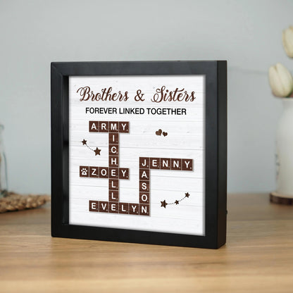 Netecom Personalized Brothers & Sisters Scrabble Frame Family Puzzle Name Sign Sibling Gift Family Keepsake