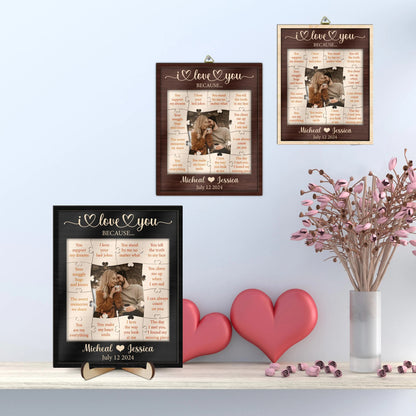 Netecom 12 Reasons Why I Love You Wooden Puzzle, Personalized Valentine’s Day Gift for Him or Her, Custom Romantic Wood Frame, Birthday Gift for Boyfriend Girlfriend