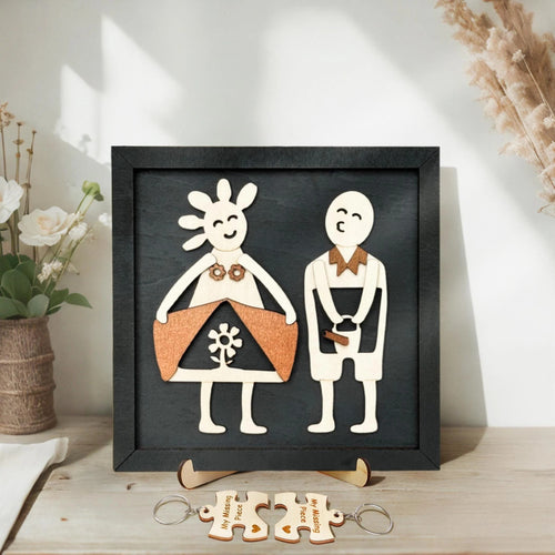 Netecom Personalized Valentine Wooden Sign Funny Couple Gift Custom Names Frame for Boyfriend Husband Wife Romantic Home Decor