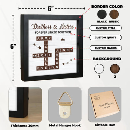 Netecom Personalized Brothers & Sisters Scrabble Frame Family Puzzle Name Sign Sibling Gift Family Keepsake
