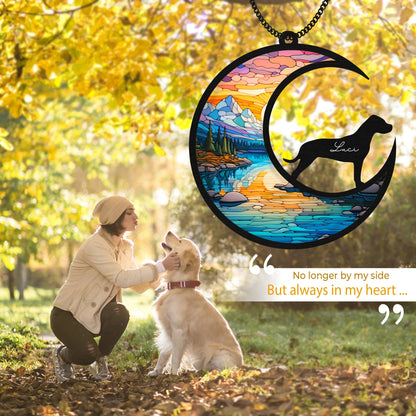 Netecom 6" Dogo Argentino Memorial Suncatcher – Personalized Pet Loss Gift, Dog Remembrance Ornament, Dog on Moon Light Catcher, Sympathy Car Hanging