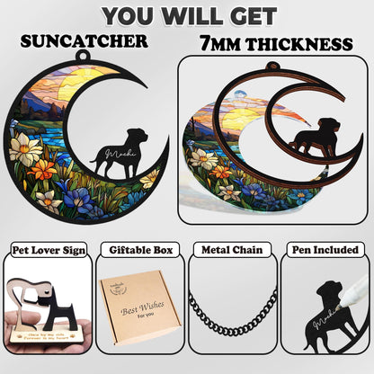 Netecom Dog Loss Memorial Suncatcher – Personalized Pet Memorial Gift, Custom Dog Name Remembrance Ornament, Sympathy Window Hanging