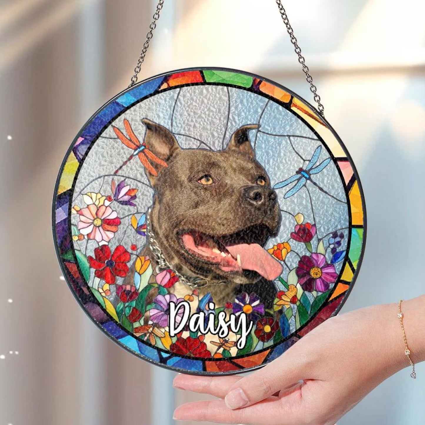 Netecom Beagle Dog Memorial Crystal Suncatcher – Personalized Pet Portrait Stained Glass, Dog Memorial Gifts, Pet Loss Sympathy, Rainbow Bridge Remembrance