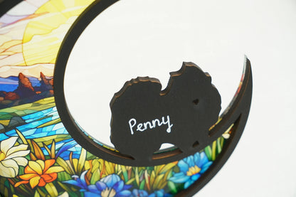Netecom Personalized Pomeranian Dog Memorial Suncatcher – Rainbow Bridge Pet Loss Gift, Custom Remembrance Ornament, Window or Car Hanging Decor