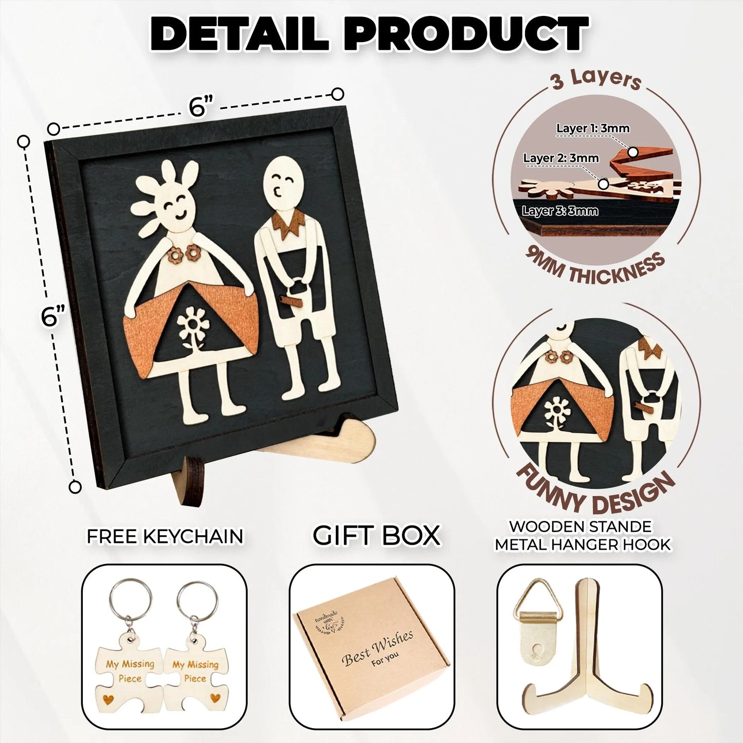 Netecom Personalized Valentine Wooden Sign Funny Couple Gift Custom Names Frame for Boyfriend Husband Wife Romantic Home Decor