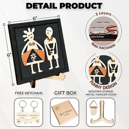 Netecom Personalized Valentine Wooden Sign Funny Couple Gift Custom Names Frame for Boyfriend Husband Wife Romantic Home Decor