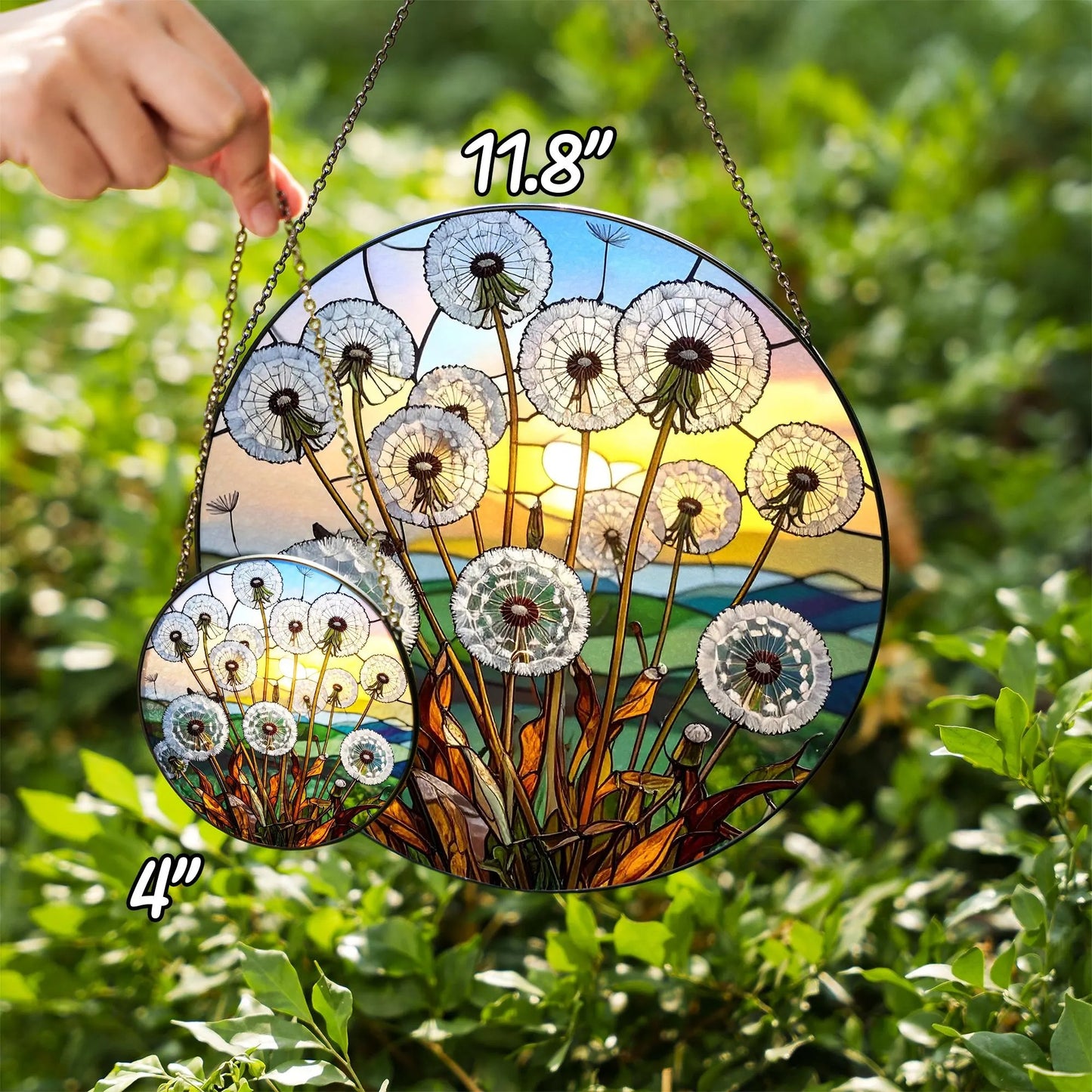 Netecom Dandelion Stained Glass Suncatcher – Nature-Inspired Dandelion Window Hanging, Floral Sun Catcher Gift for Mother’s Day
