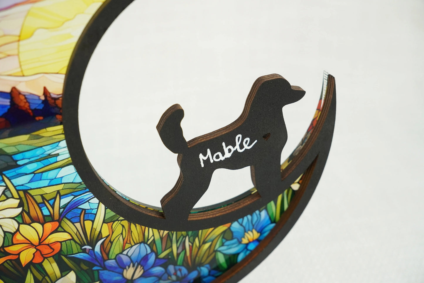 Netecom Personalized Poodle Memorial Suncatcher – Pet Loss Sympathy Gift, Custom Dog Name Suncatcher, Pet Memorial Decor, Car Accessories