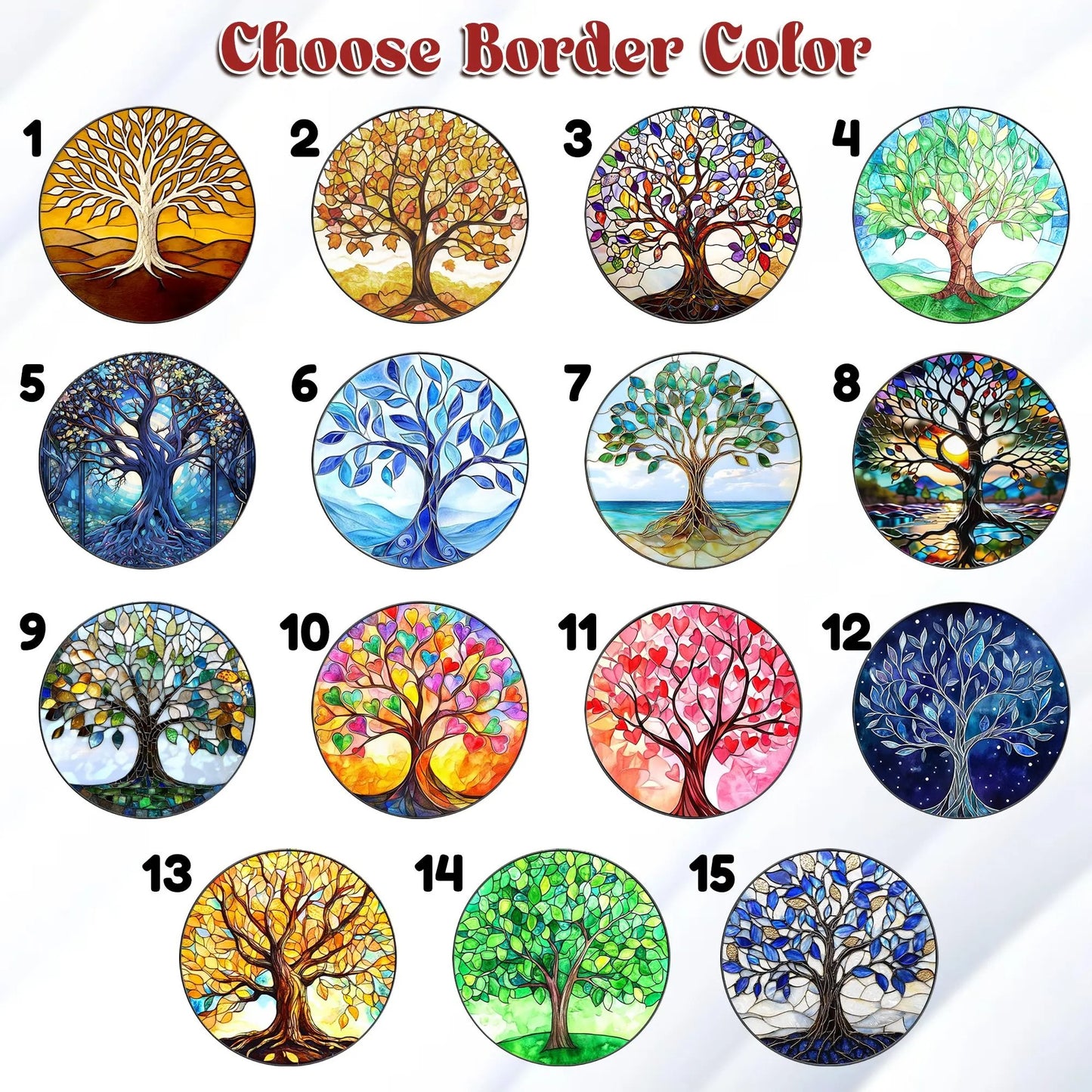 Netecom Personalized 50th Anniversary Tree of Life Suncatcher – Golden Wedding Window Hanging, Custom Tree of Life Glass Gift for Couples Parents Grandma Grandpa