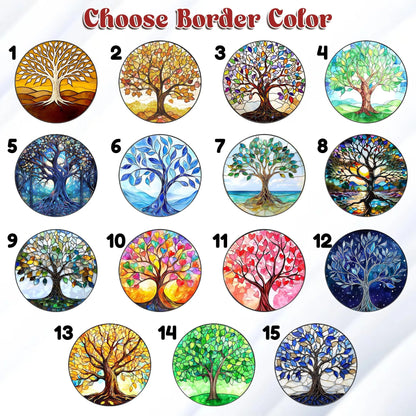 Netecom Personalized 50th Anniversary Tree of Life Suncatcher – Golden Wedding Window Hanging, Custom Tree of Life Glass Gift for Couples Parents Grandma Grandpa