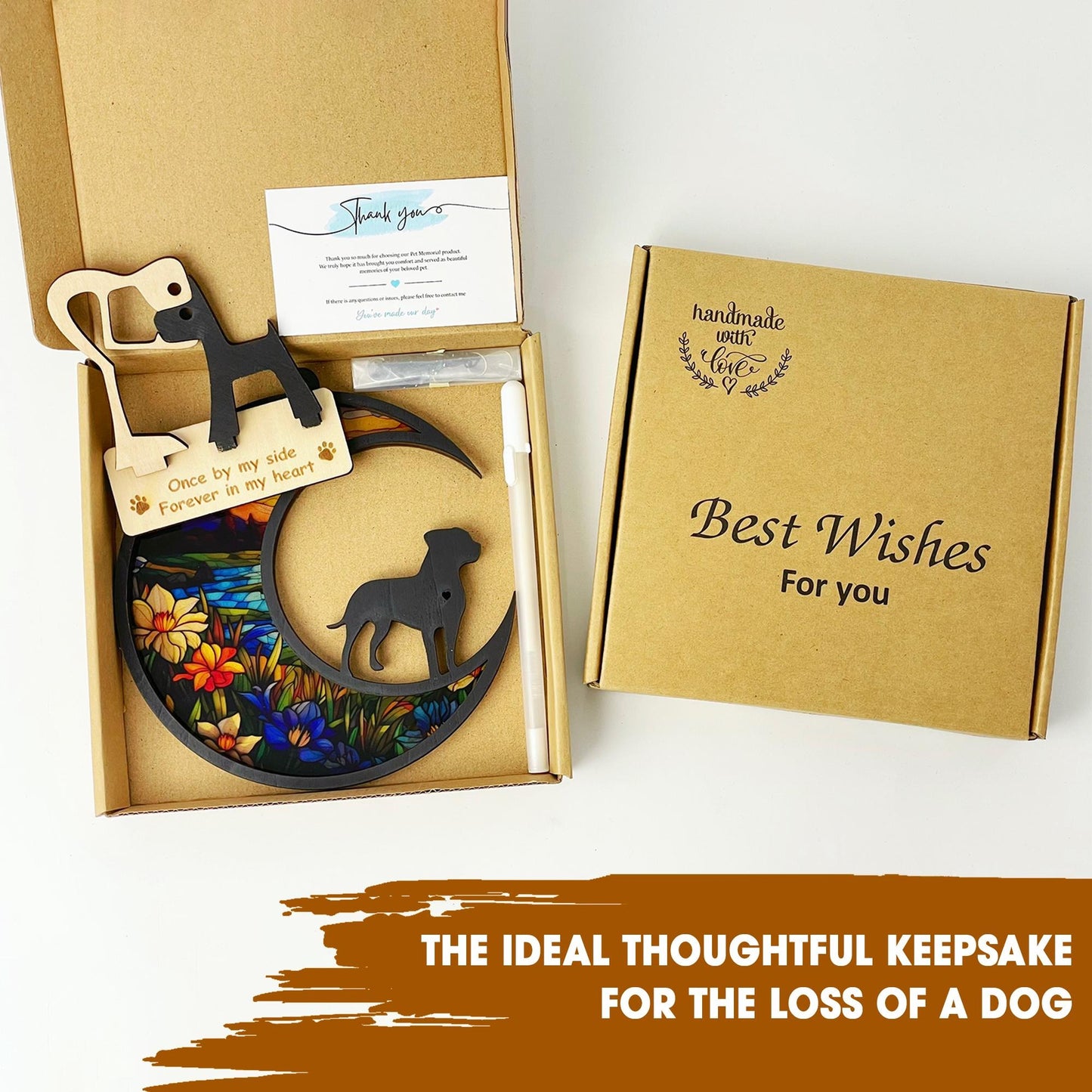 Netecom Dog Loss Memorial Suncatcher – Personalized Pet Memorial Gift, Custom Dog Name Remembrance Ornament, Sympathy Window Hanging