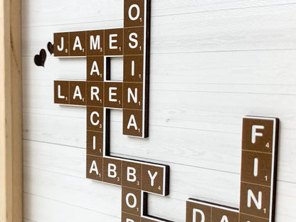 Netecom Personalized Brothers & Sisters Scrabble Frame Family Puzzle Name Sign Sibling Gift Family Keepsake