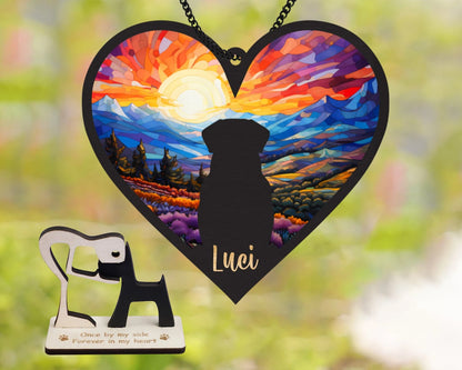Netecom Personalized Pet Memorial Suncatcher – Custom Dog Ornament, Rainbow Bridge Pet Loss Gift, Stained Glass Light Catcher for Pet Sympathy and Remembrance