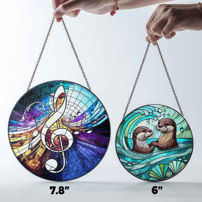 Netecom Musical Note Treble Clef Stained Glass Suncatcher – Music Teacher Gift, Piano Instructor Home Decor, Music Lover Window Hanging, Artistic Gift for Musicians