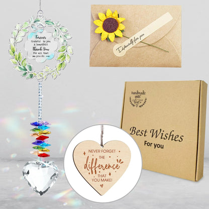 Netecom Thank You Appreciation Crystal Suncatcher Gift for Women, Gratitude Window Hanging, Teacher Thank You Gift, Inspirational Crystal Decor