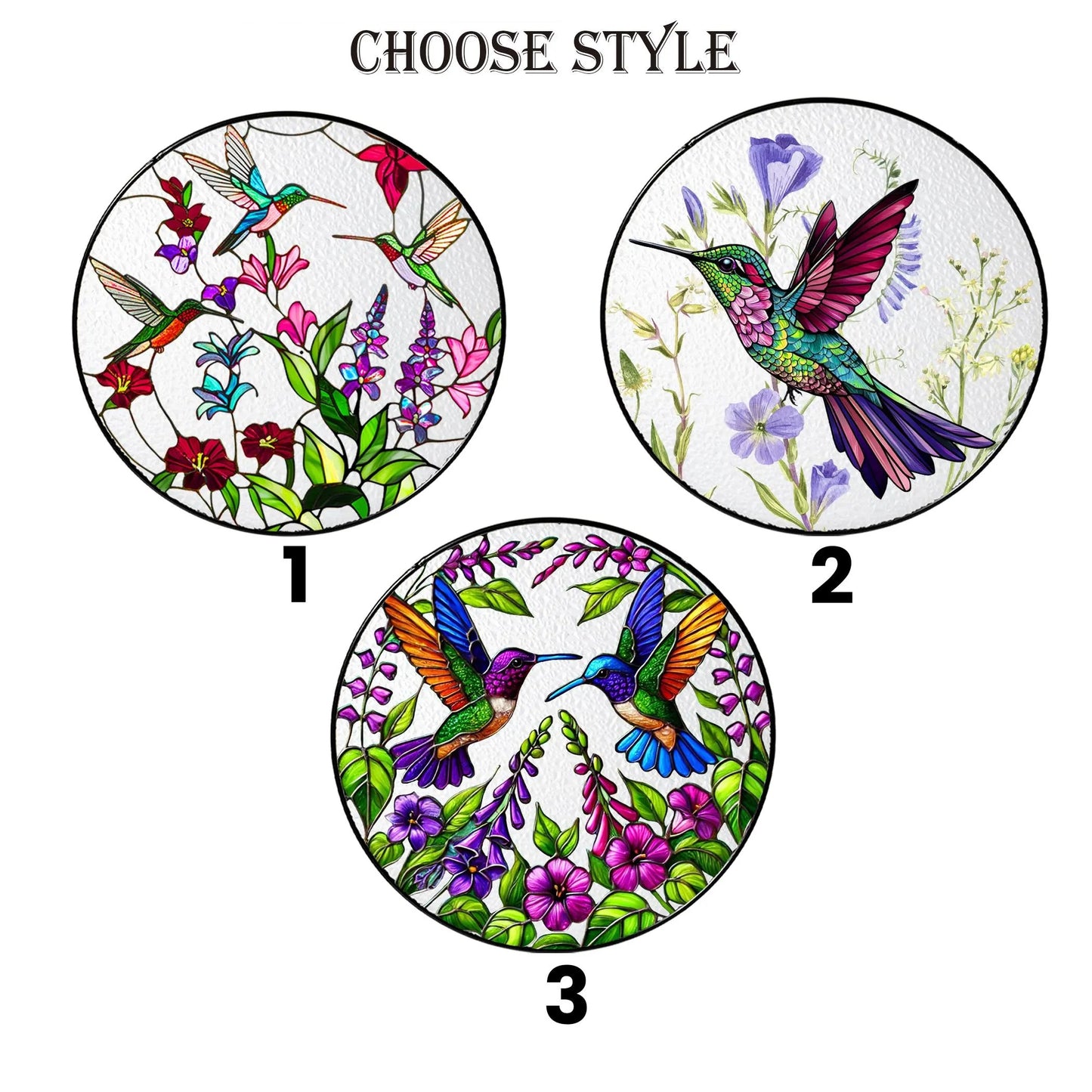 Netecom Stained Glass Hummingbird Suncatcher – Bird Glass Art, Wild Flower Window Hanging, Perfect Gift for Hummingbird Lovers, Indoor Decor, Women’s Gift