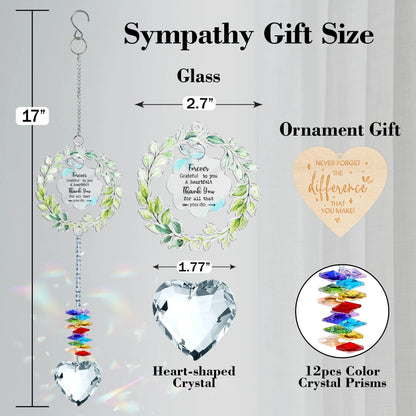 Netecom Thank You Appreciation Crystal Suncatcher Gift for Women, Gratitude Window Hanging, Teacher Thank You Gift, Inspirational Crystal Decor