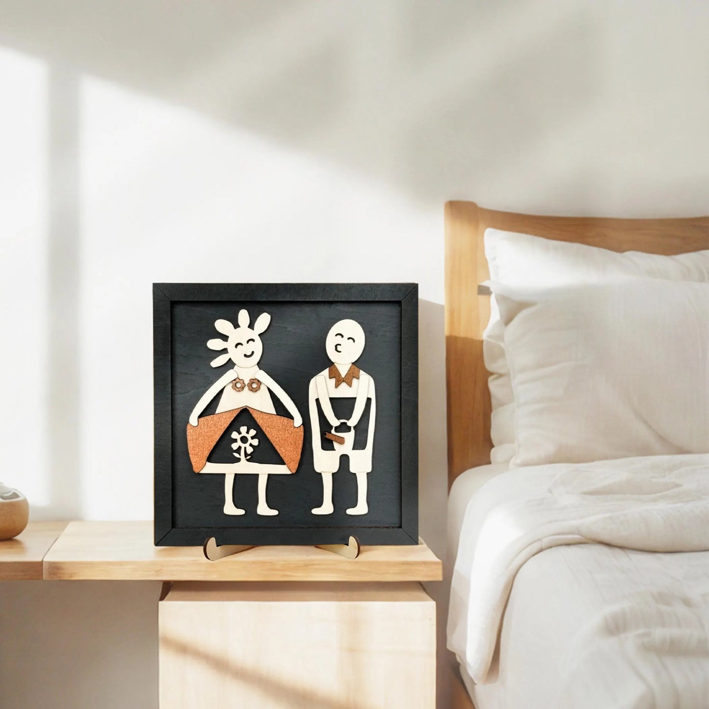 Netecom Personalized Valentine Wooden Sign Funny Couple Gift Custom Names Frame for Boyfriend Husband Wife Romantic Home Decor