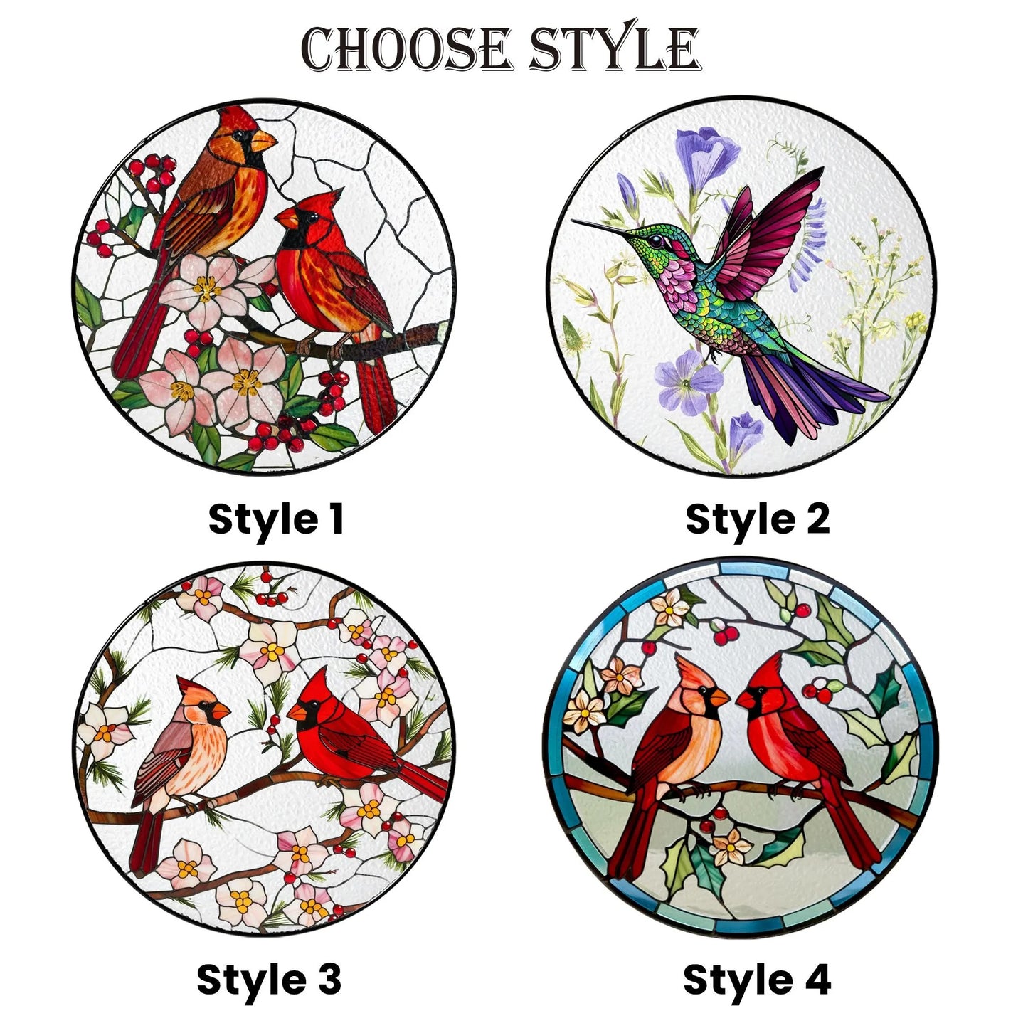 Netecom Cardinal Stained Glass Suncatcher – Male and Female Cardinal Window Hanging, Glass Art Home Decor, Memorial Gift for Cardinal Lovers, Women’s Gift