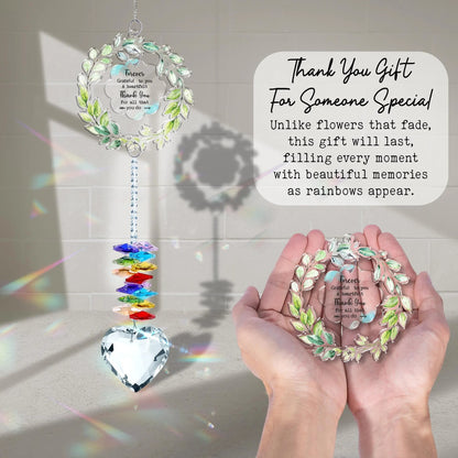 Netecom Thank You Appreciation Crystal Suncatcher Gift for Women, Gratitude Window Hanging, Teacher Thank You Gift, Inspirational Crystal Decor