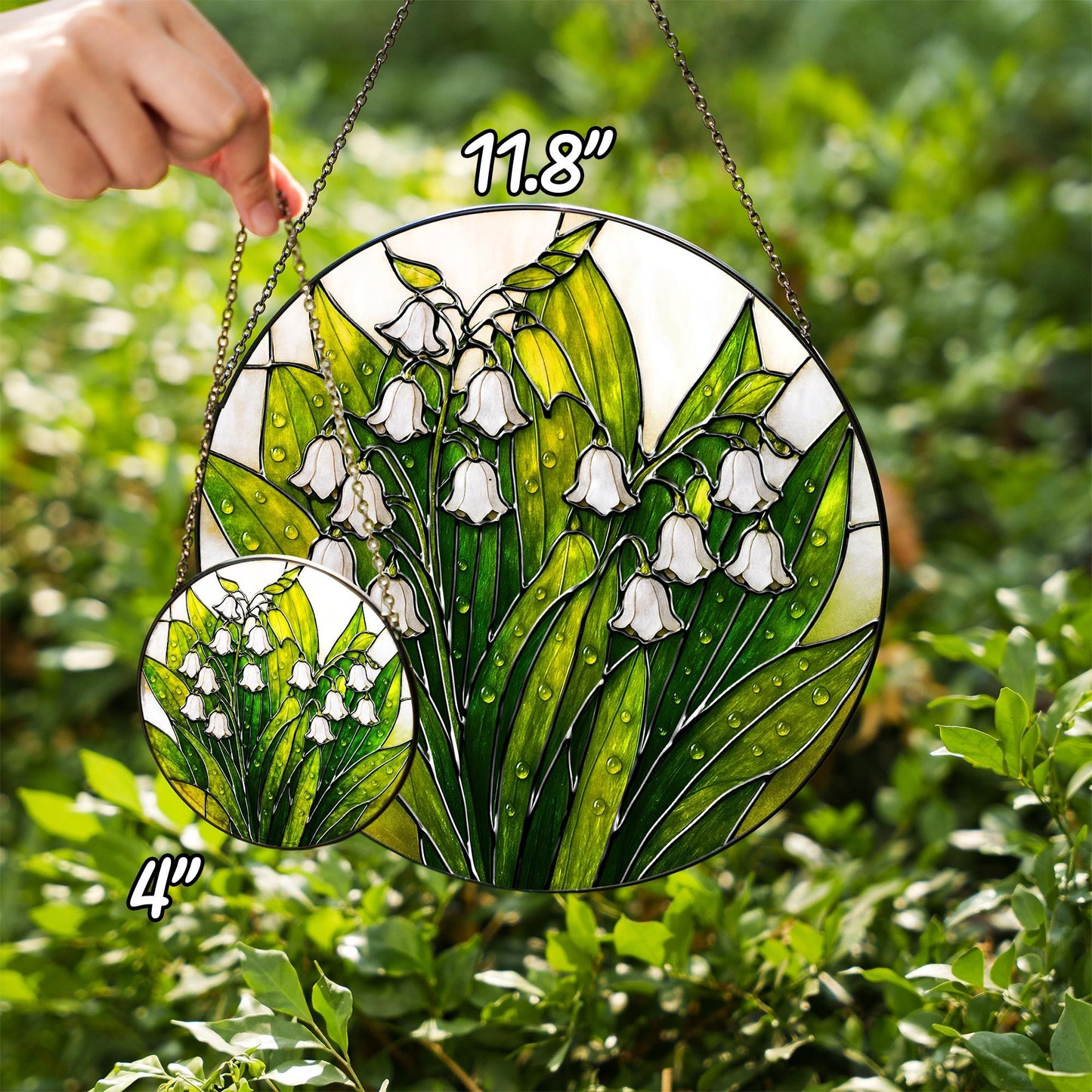 Netecom Lily of the Valley Glass Suncatcher – Spring Flower Ornament, Window Hanging Home Decor, New House Gift for Mom, Nana Mother