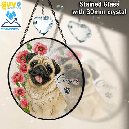Netecom Personalized Cat Portrait Stained Glass Crystal Suncatcher –  Custom Pet Memorial Gift, Pet Photo Glass Art for Cat and Dog Lovers, Window Hanging