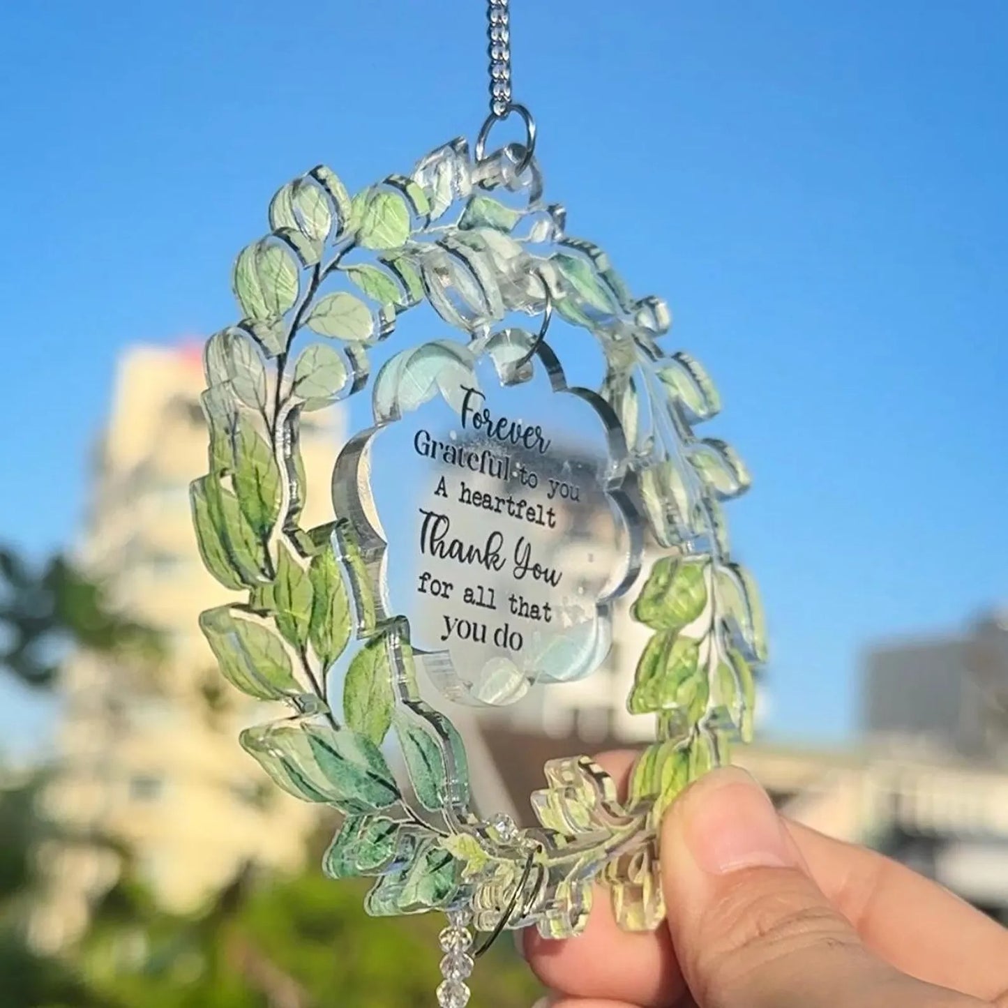 Netecom Thank You Appreciation Crystal Suncatcher Gift for Women, Gratitude Window Hanging, Teacher Thank You Gift, Inspirational Crystal Decor