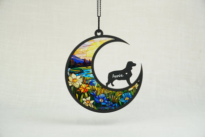 Netecom English Springer Spaniel Memorial Suncatcher – Personalized Pet Loss Sympathy Gift, Acrylic & Wood Dog Memorial Ornament, Window and Wall Decor for Dog Lovers