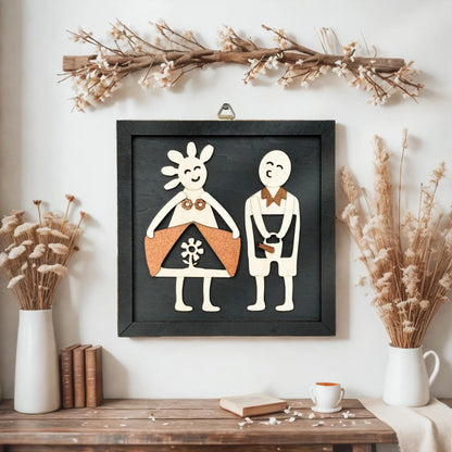 Netecom Personalized Valentine Wooden Sign Funny Couple Gift Custom Names Frame for Boyfriend Husband Wife Romantic Home Decor