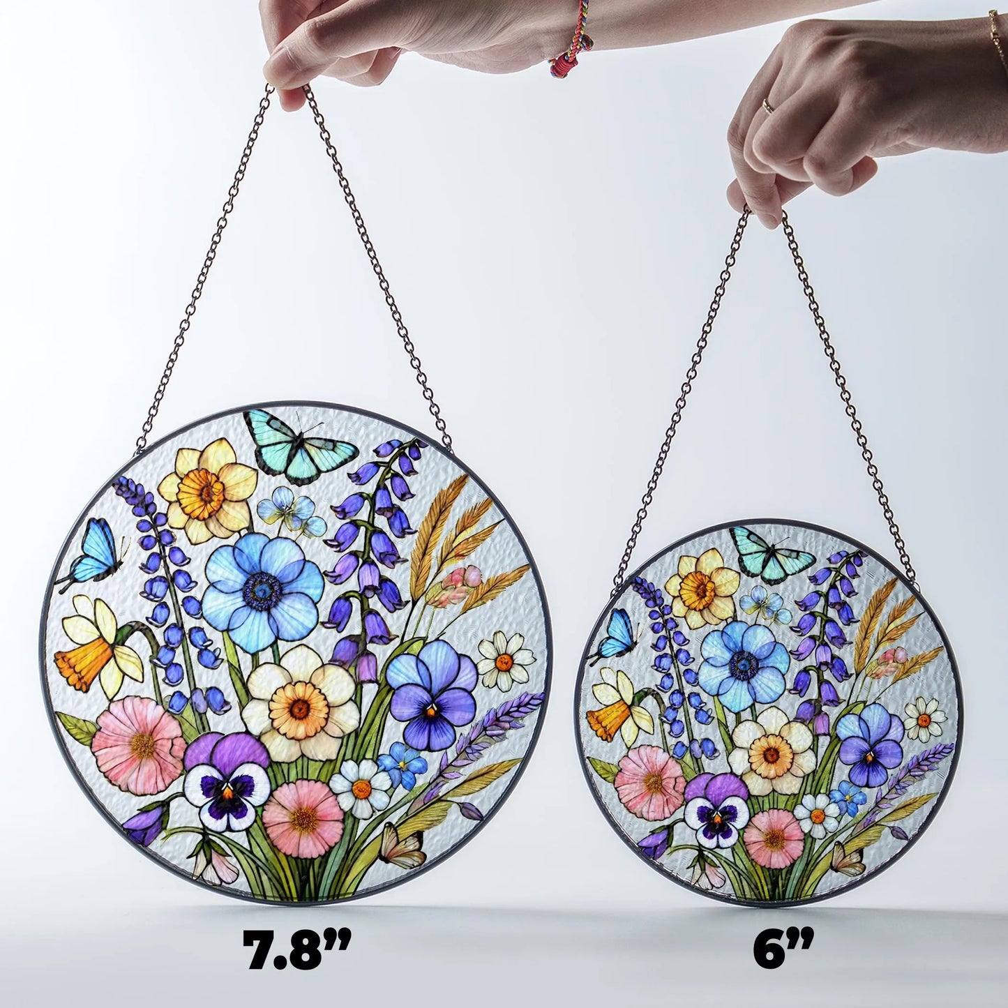 Netecom Wildflower Stained Glass Sun Catcher – Floral Window Hanging, Birth Flower Gift for Flower Lovers and Mother’s Day Gift for Mom