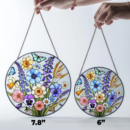 Netecom Wildflower Stained Glass Sun Catcher – Floral Window Hanging, Birth Flower Gift for Flower Lovers and Mother’s Day Gift for Mom