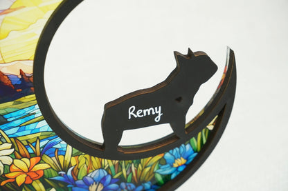 Netecom Personalized French Bulldog Memorial Suncatcher – Custom Pet Loss Gift, Dog Sympathy Ornament, Frenchie Remembrance Window or Car Hanging Decor