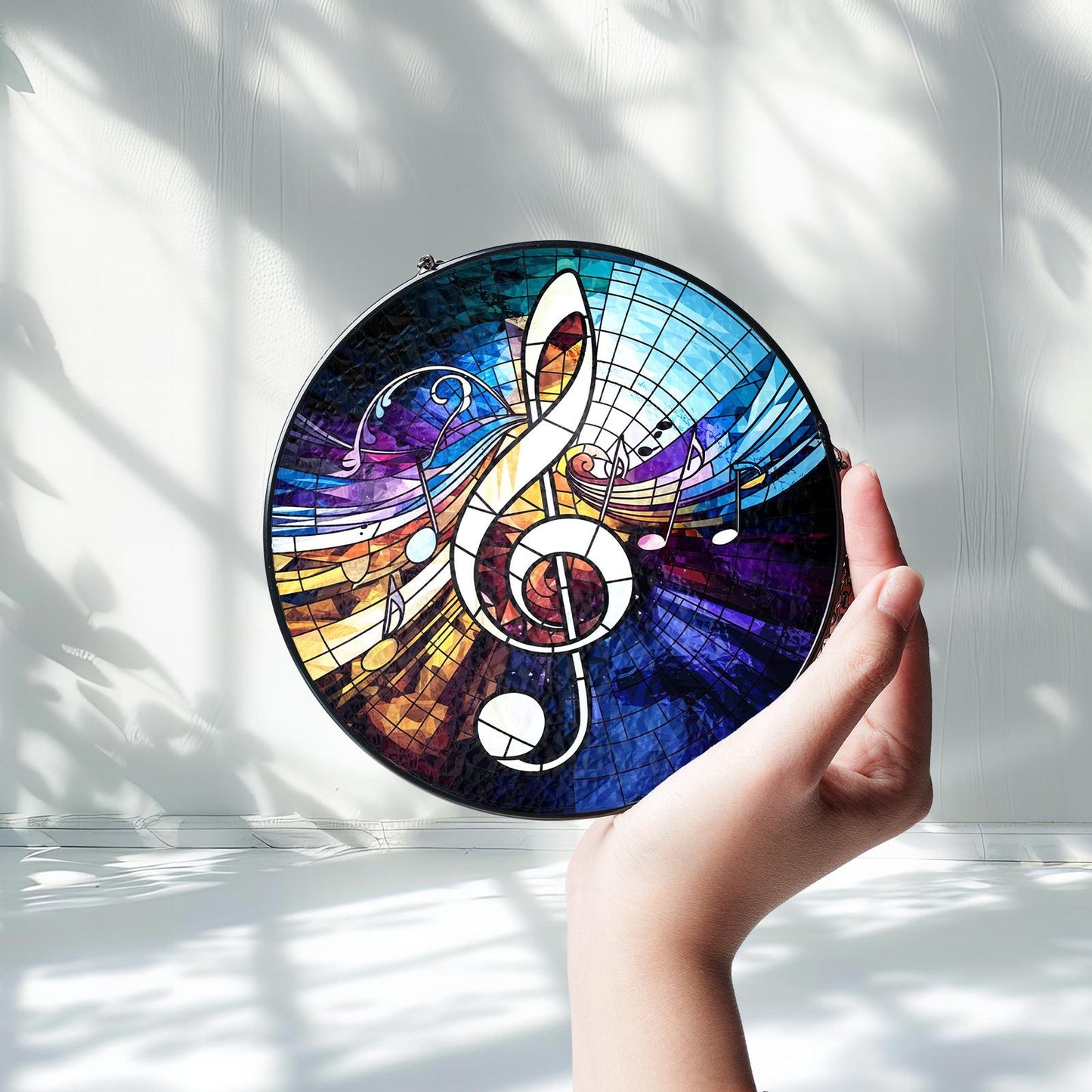 Netecom Musical Note Treble Clef Stained Glass Suncatcher – Music Teacher Gift, Piano Instructor Home Decor, Music Lover Window Hanging, Artistic Gift for Musicians