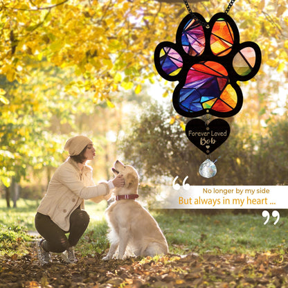 Netecom Personalized Dog Memorial Crystal Suncatcher – Pet Loss Sympathy Gift, Dog Paw Ornament, Rainbow Bridge Dog Remembrance, Cat Memorial Window Hanging