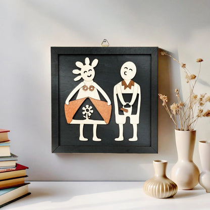 Netecom Personalized Valentine Wooden Sign Funny Couple Gift Custom Names Frame for Boyfriend Husband Wife Romantic Home Decor